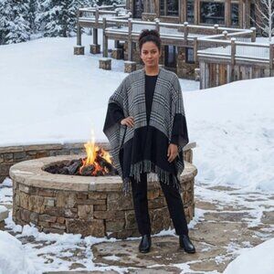 DKR & Co. Studio Black and White Plaid Poncho